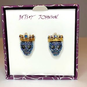 Betsey Johnson Crown Skull Halloween Earrings